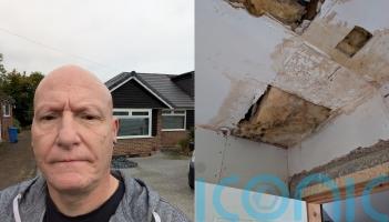 Homeowner scammed out of £11k after two rogue traders left him with a leaking roof and damaged ceilings