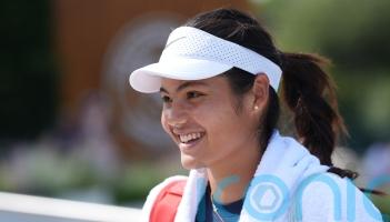 Emma Raducanu shows off lineout skills on visit to England training