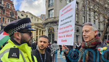 Peter Tatchell arrested at London Palestine march over &lsquo;intifada&rsquo; placard