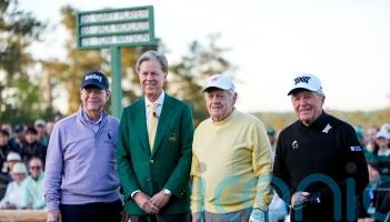 Jack Nicklaus, Gary Player and Tom Watson get the 90th Masters under way