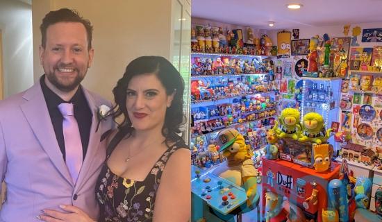 Simpsons fanatic who hid memorabilia from dates now engaged to fellow fan and will wear themed accessory on wedding day