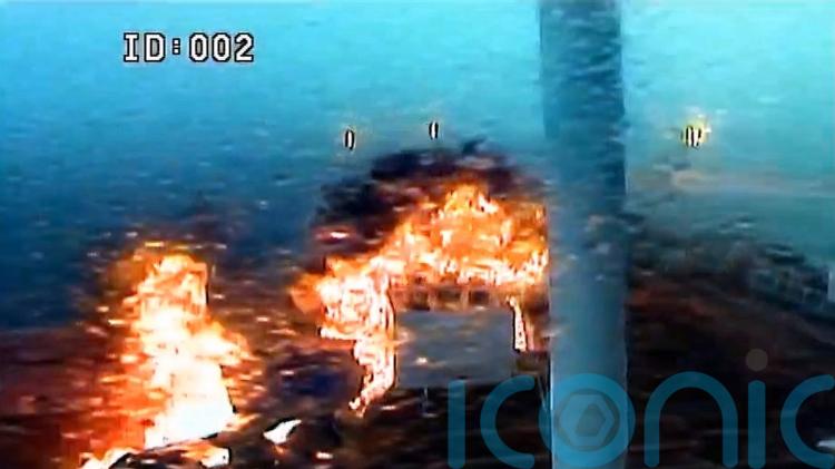 Video shows the moment two ships were engulfed by fire in deadly collision