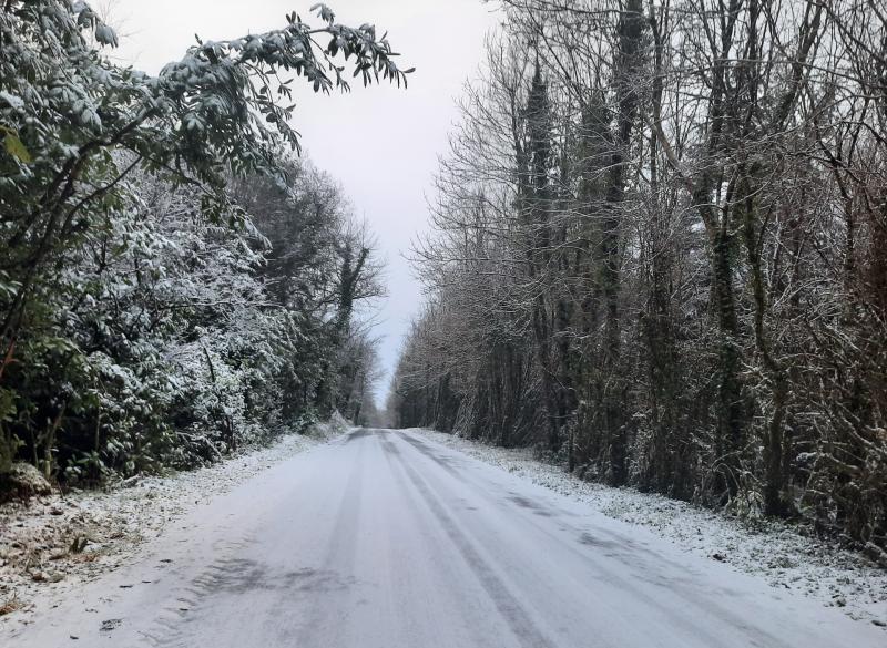 snow road Lough Eske Donegal