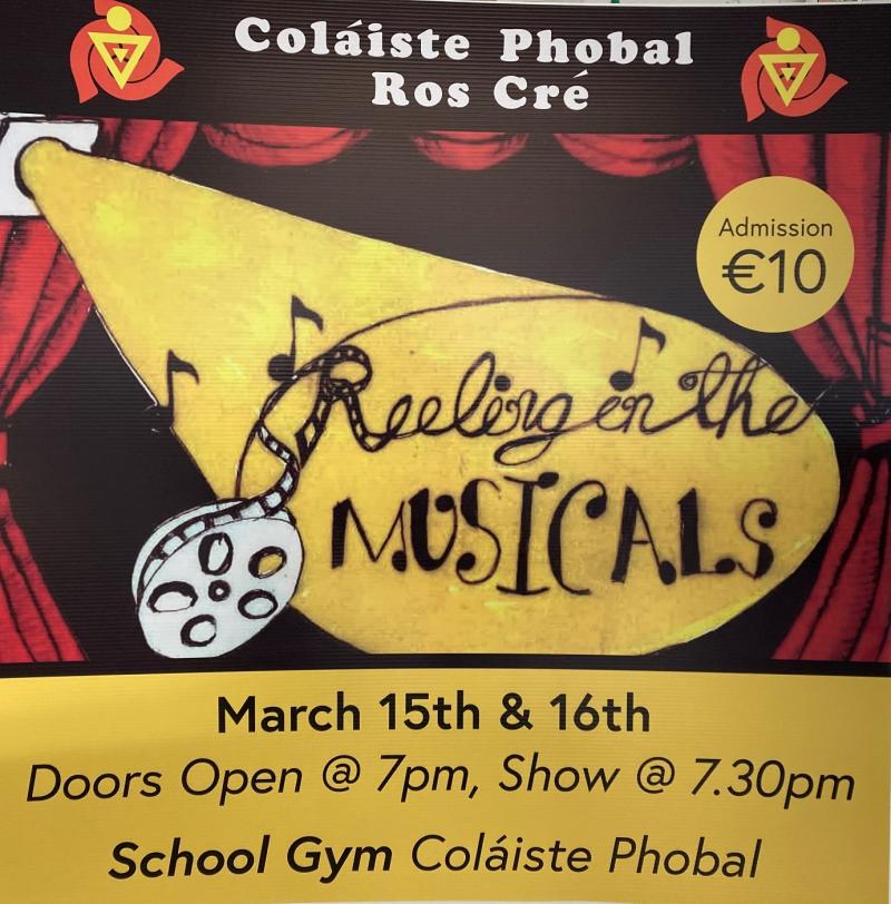 Coláiste Phobal Roscrea to stage ‘Reeling in the Musicals’ on March 15