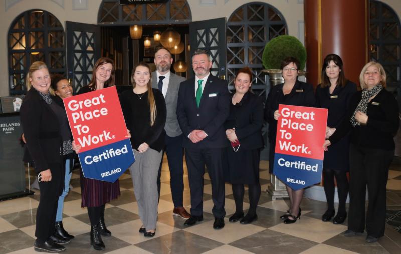 Midlands Park Hotel in Laois is awarded the Great Place to Work Certification™ for 2022