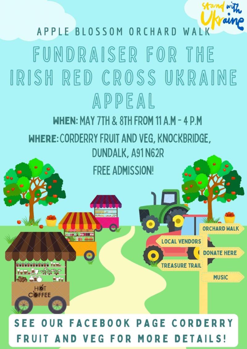 Corderry Fruit and Veg to host Apple Blossom Walk in aid of Red Cross Ukraine Crisis Appeal