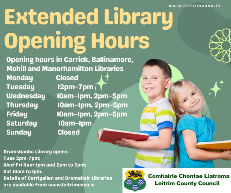 Extended hours for Leitrim libraries 