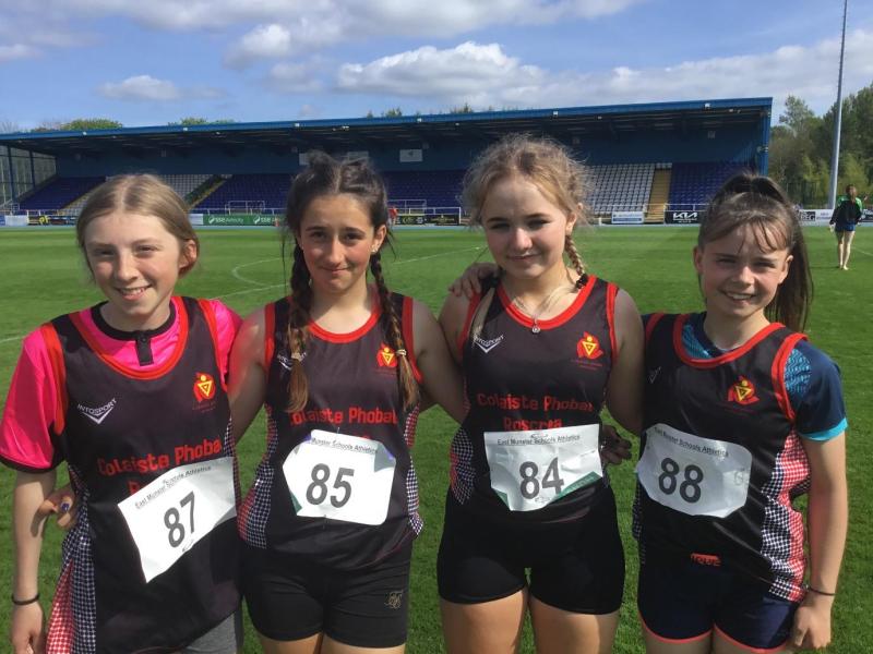 Coláiste Phobal Roscrea students compete at the Girls East Munster Track and Field Championships