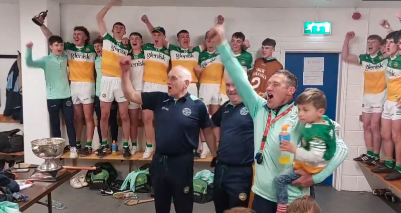 WATCH: Offaly team belt out the Offaly Rover after winning Leinster title 