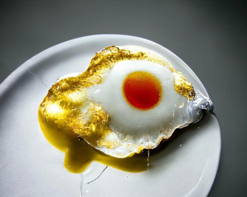 Can you spot it? Not all is as it seems with this &euro;45 gold leaf fried egg 