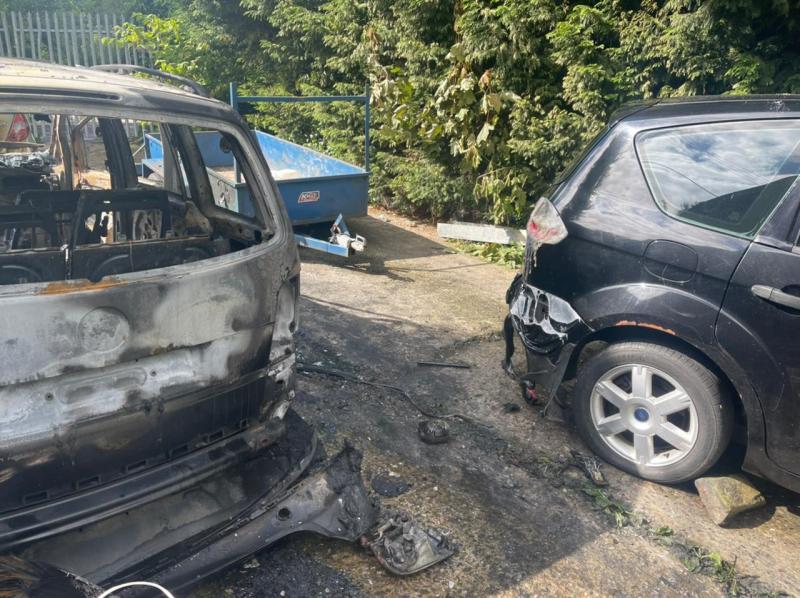 Arson attack at Derry business premises destroys car and damages two others