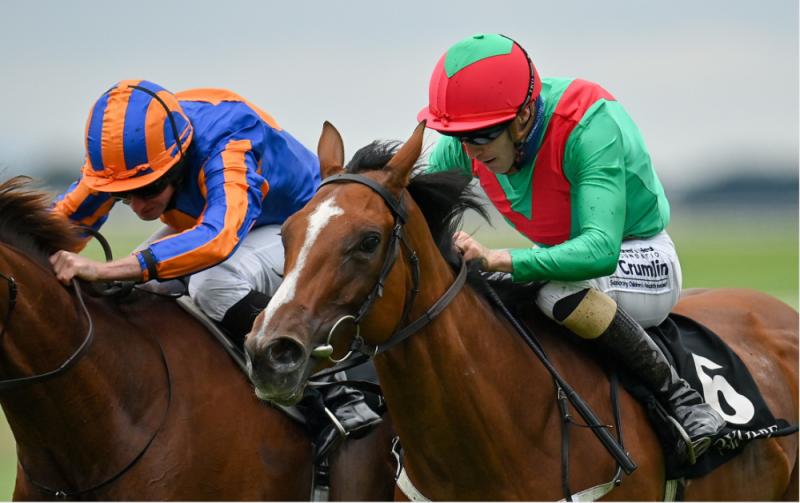 La Petite Coco wins the Alwasmiyah Pretty Polly Stakes for Paddy Twomey at the Curragh