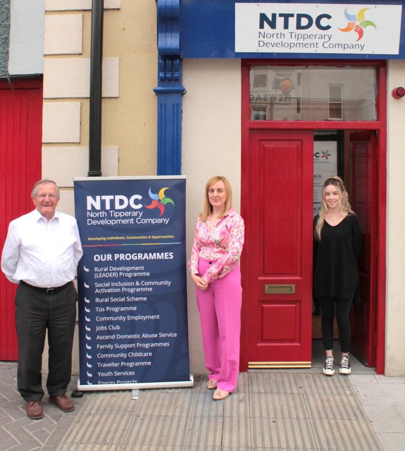 Chairperson of North Tipperary Development Company, Jim Finn at the launch of the Roscrea Community Connector Roadshow which visits 8 local locations throughout September and October with Kathleen Mah