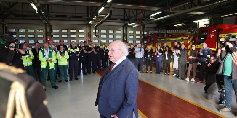 President Higgins pays visit of thanks to Donegal emergency services