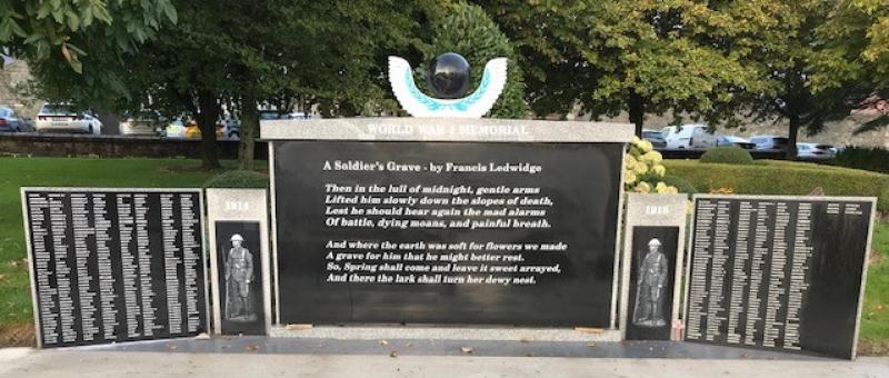 Wreath laying ceremony to take place at Dundalk's WWI memorial 