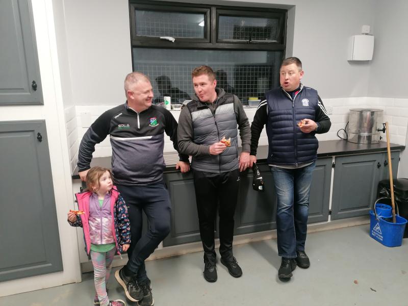 Pizza Time. Caoimhe Ryan, Philly Ryan, Cathal Naughton and Liam O&rsquo;Connell enjoying a slice of pizza after the recent JK Brackens U-11 fun night. 