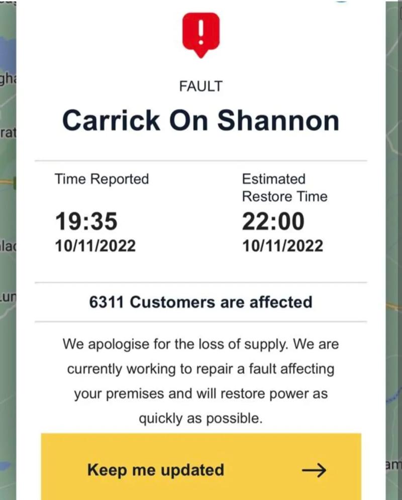 Over 6,500 Leitrim people without light tonight