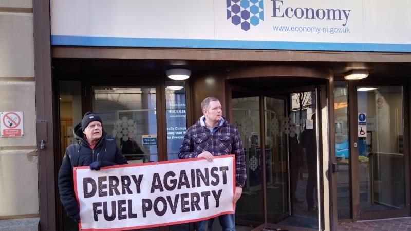Derry Against Fuel Poverty protest at Economy Department.