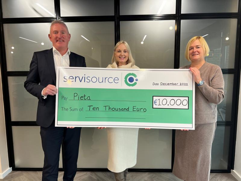 Dundalk's Servicesource 'proud' to donate &euro;10,000 to Mental Health Charity Pieta
