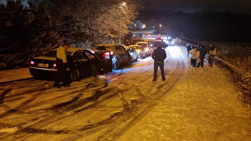 Cars abandoned at entrance to Cornshell Fields.