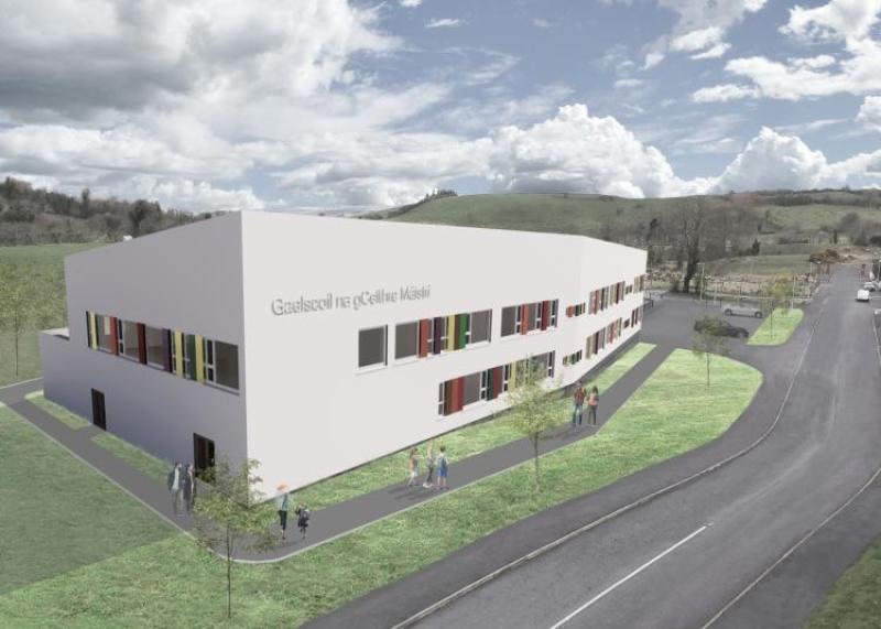 Architect's impression of the planned new building for Gaelscoil na gCeithre Máistrí