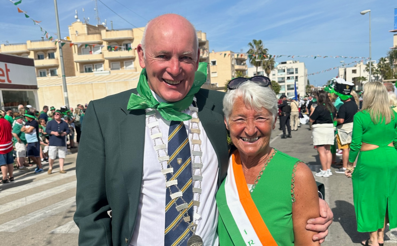 Grand Marshall Anthony Molloy leads off St Patrick's Day parade in Spain