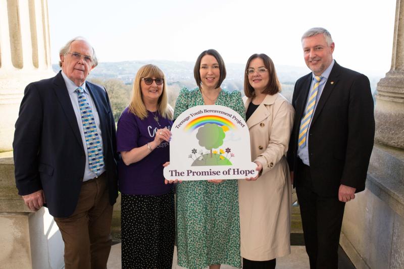 James Brown, Beverley Brown and Emma Moore of James Brown and Sons, with Julian Hodgkinson of Funeral Partners, and Eleanor Ellerslie of Cruse Bereavement Support NI.
