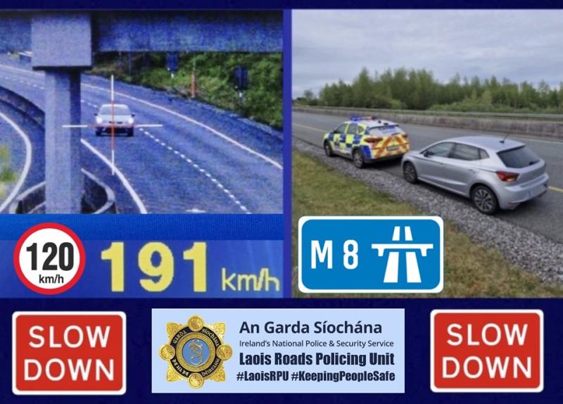 Laois Gardai detect car doing 191kmh in Laois