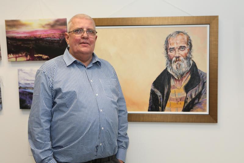 Local artist, Barry Turton, at the launch of his exhibition  Without Borders' in Eden Place Arts Centre.