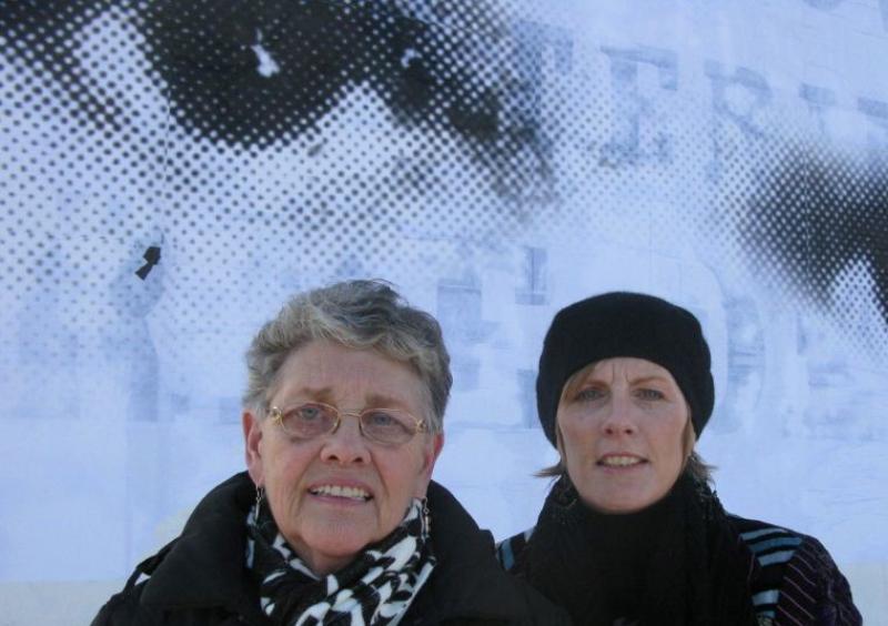 Geraldine Doherty with her late mother Mary at Free Derry Corner