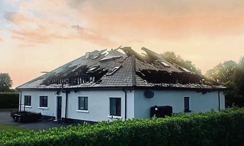 The Sheffield family home that was extensively damaged by fire on Saturday week last.