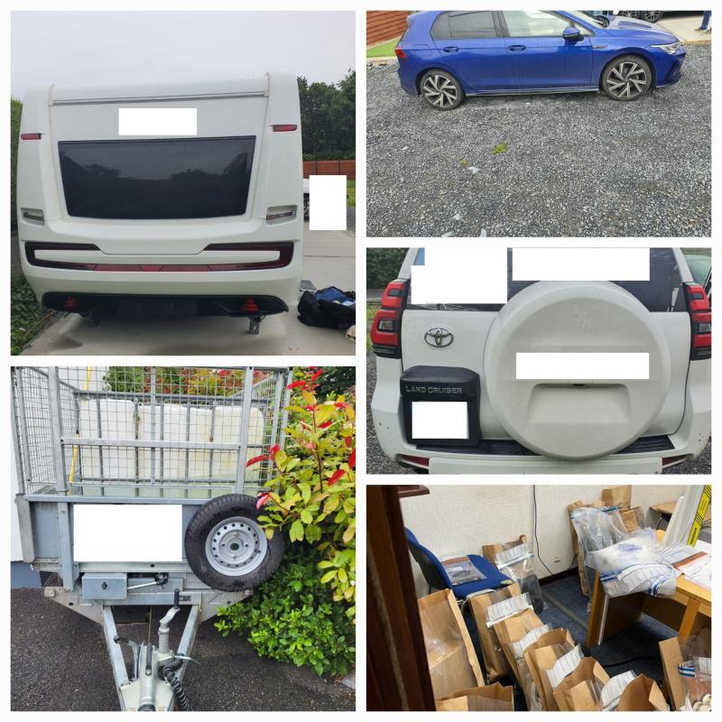 Caravan and designer clothes among items seized as gardai carry out raids targeting organised crime in the Midlands