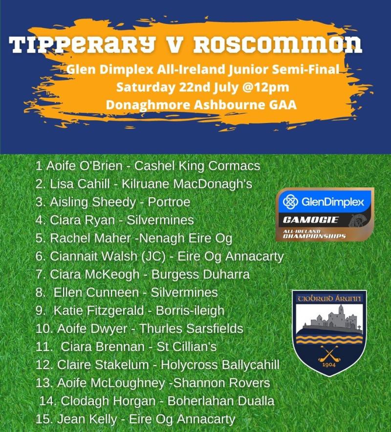 Tipperary camogie junior team to take on Roscommon is announced 