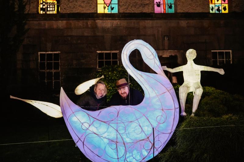 Artist Michelle Dufaur and AD Tom Meskell - children of Lir lantern swans Photographer: Ugnius Brazdžiunas
