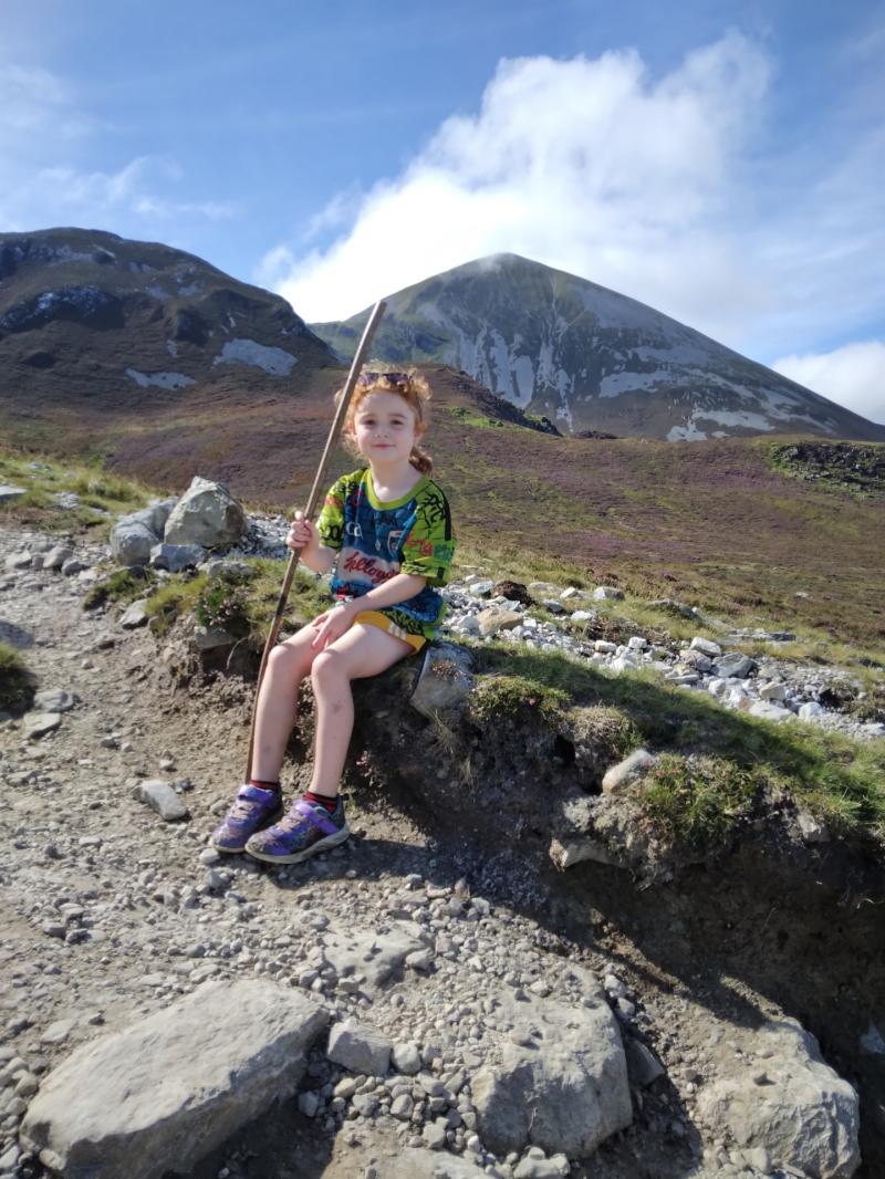 Local girl Andrea (6) climbs to the top of Croagh Patrick 
