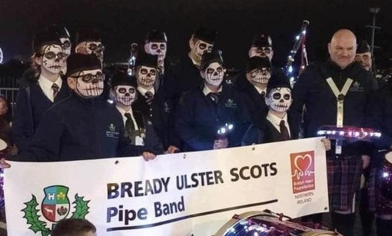 Miscommunication as Derry Halloween parade participants Bready Ulster Scots Pipe band refused banner 