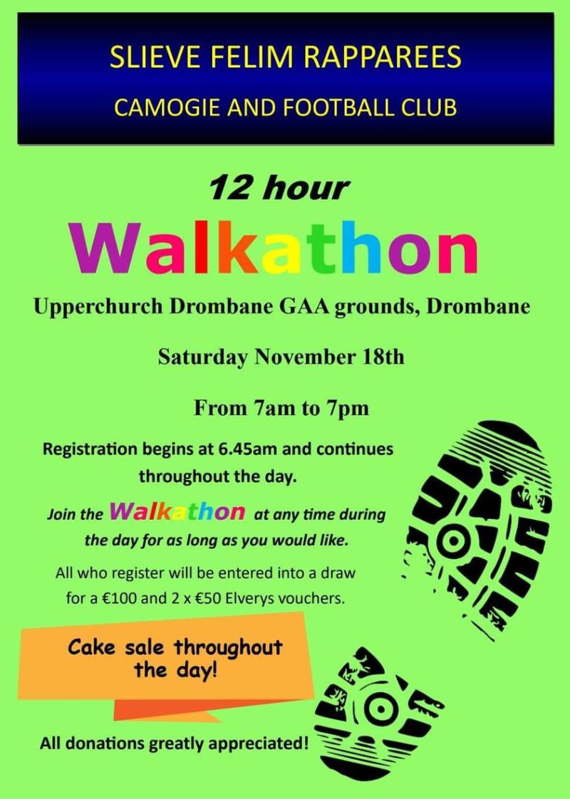Slieve Felim Rapparees counting the kilometres today as their Walkathon fundraiser gets underway 