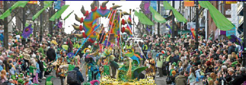 Derry's St Patrick's Day parade making its way down Shipquay Street.