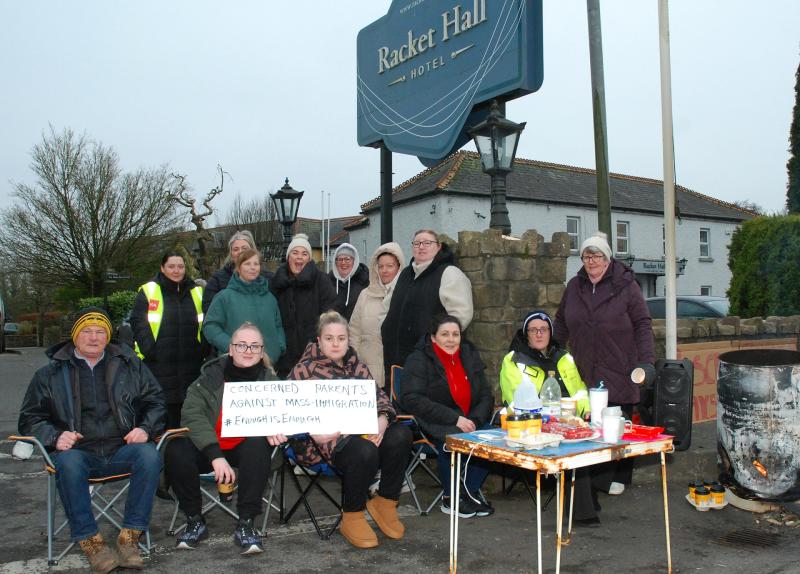 Roscrea protestors at Racket Hall Hotel