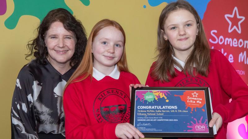 Kilkenny National School, Glenties, pick up their prize at ‘Someone Like Me’ awards