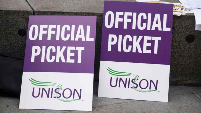 UNISON protesters were at picket lines this morning