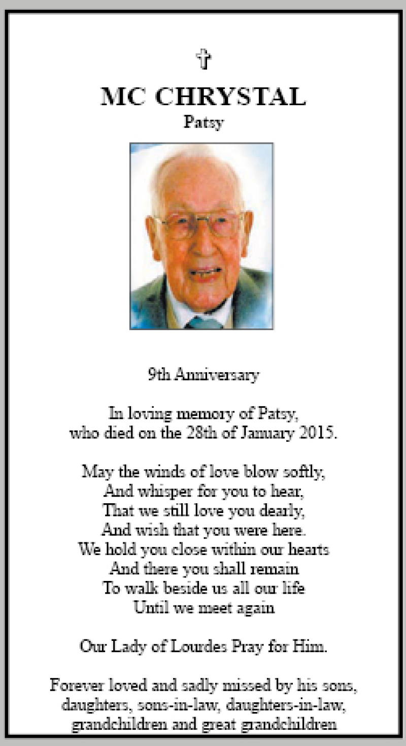 Memoriam - Patsy McChrystal - 9th Anniversary
