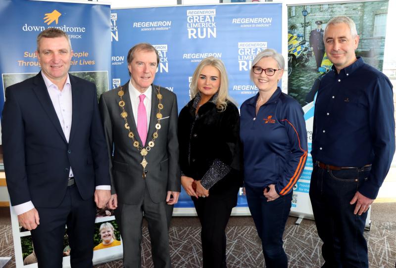 Minister Niall Collins, Mayor Gerald Mitchell, Nuala Carey, Michelle Coughlan and Ivor Downey. Picture: Adrian Butler