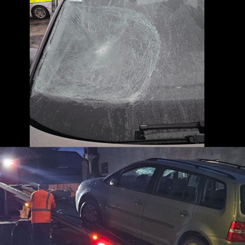 Car with badly smashed windscreen seized in Laois