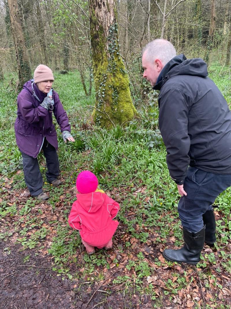 Families observing the flaura in Garvagh Forest.