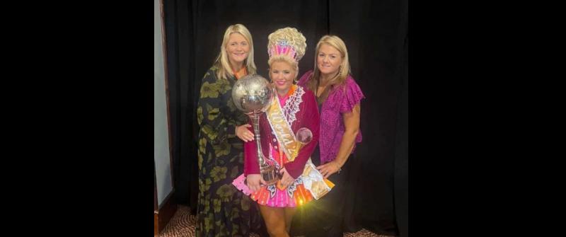 Champion Ava with her mum and aunt - her dancing teachers, Carolyn and Rachel Porter.