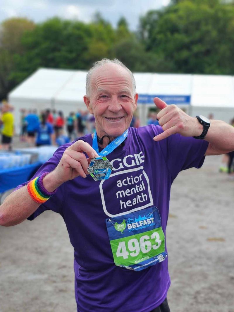 Eugene on the finsh line of the Belfast marathon last Sunday