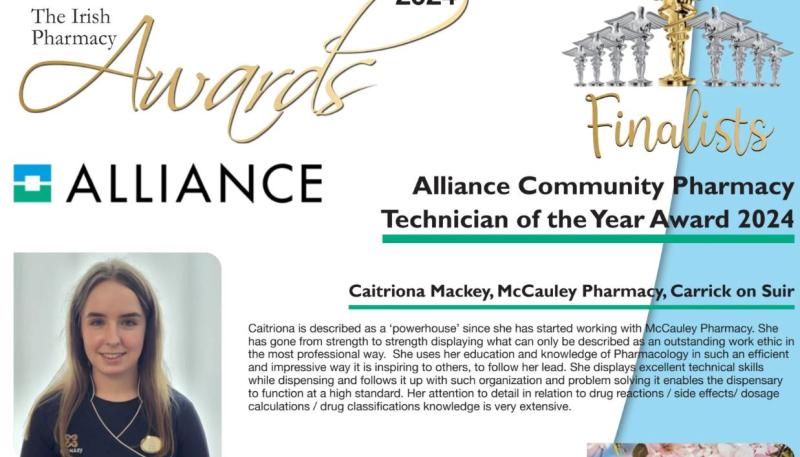 Tipperary pharmacist in the running for prestigious Irish Pharmacy Award