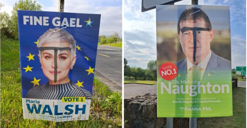 Election posters defaced in Donegal Town vandalism