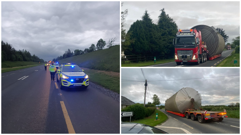 Garda convoy deployed as 'exceptional load' is transported to Belview Port in Waterford